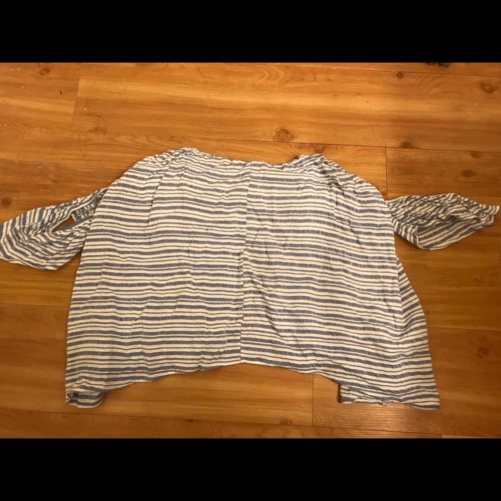 Striped off shoulder flowy open back top